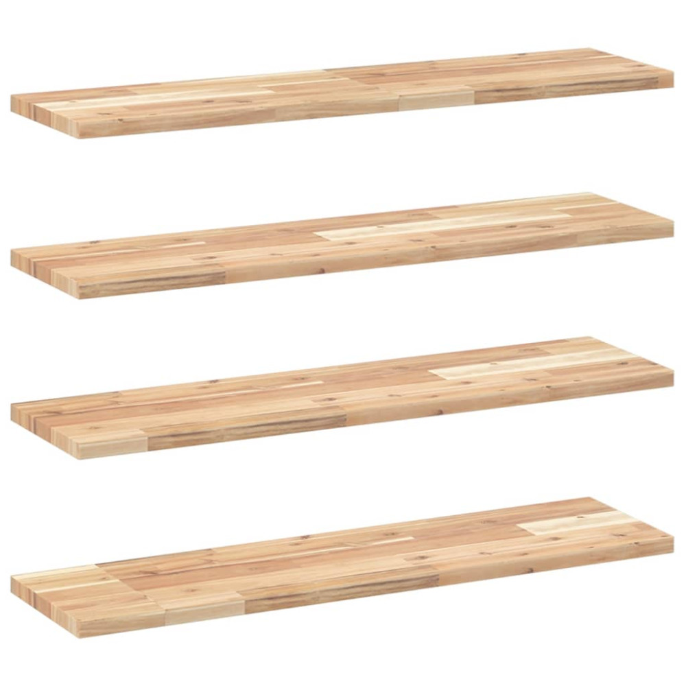Produktbild för Svävande hyllor 4 st 80x20x2 cm obehandlat massivt akaciaträ