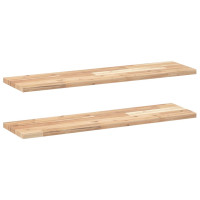 Produktbild för Svävande hyllor 2 st 80x20x2 cm obehandlat massivt akaciaträ
