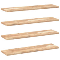 Produktbild för Svävande hyllor 4 st 100x20x2 cm obehandlat massivt akaciaträ