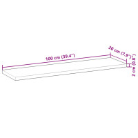 Produktbild för Svävande hyllor 4 st 100x20x2 cm obehandlat massivt akaciaträ