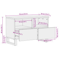 Produktbild för Tv-bänk 70x34x46 cm massivt grovt mangoträ