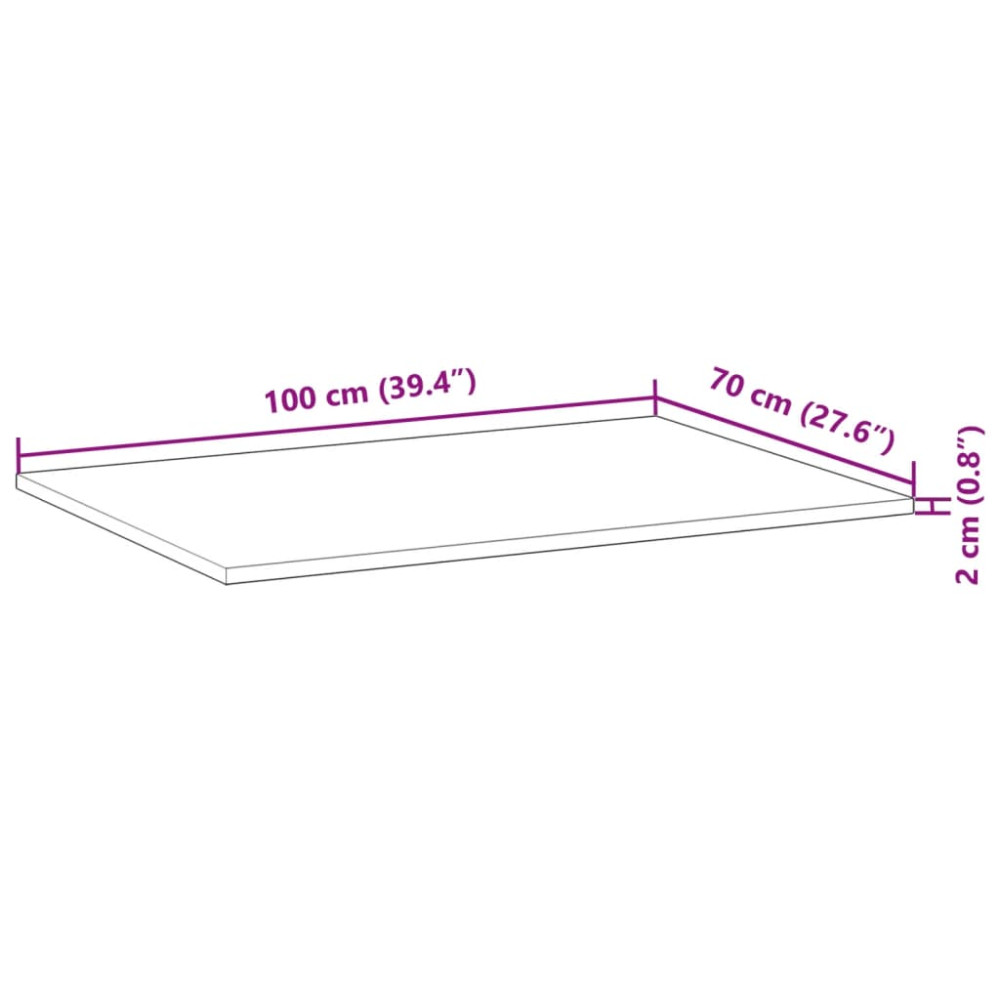 Produktbild för Bordsskiva rektangulär 100x70x2 cm massivt akaciaträ