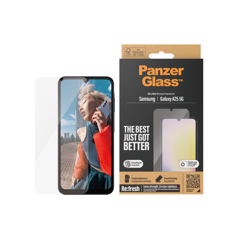 Produktbild för PanzerGlass - skärmskydd för mobiltelefon - ultrabred passning med EasyAligner