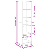 Produktbild för Garderob svart 50x50x200 cm konstruerat trä