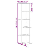 Produktbild för Vägghylla hörn vit 36,5x36,5x140 cm spånskiva