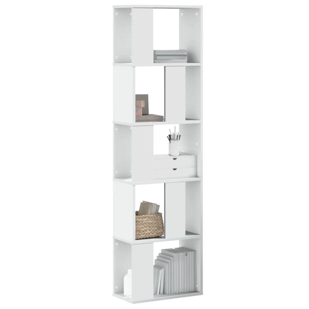 Produktbild för Bokhylla 5 hyllplan vit 45x23,5x162,5 cm konstruerat trä