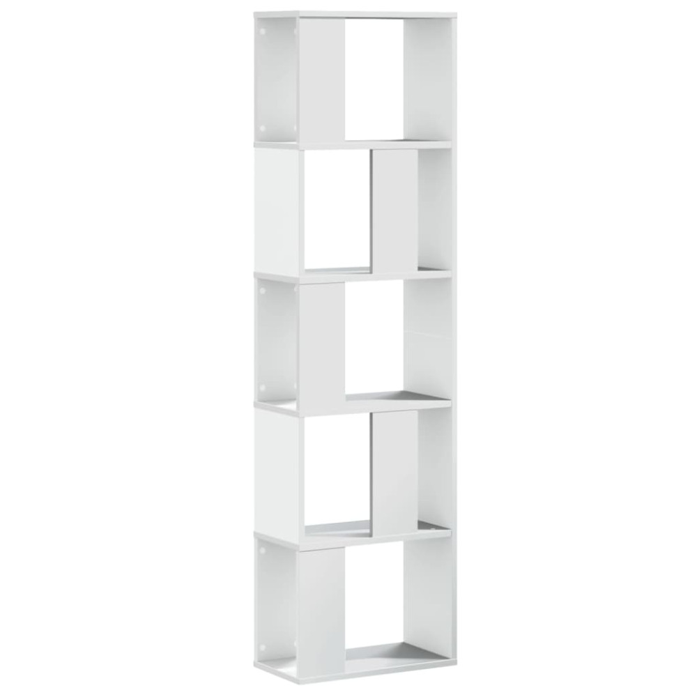 Produktbild för Bokhylla 5 hyllplan vit 45x23,5x162,5 cm konstruerat trä