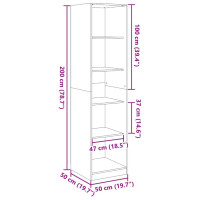 Produktbild för Garderob vit 50x50x200 cm konstruerat trä