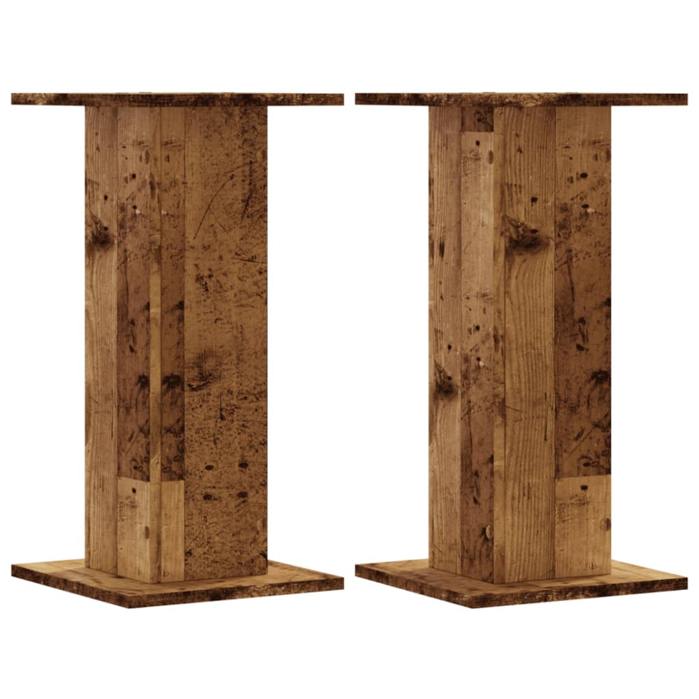 Produktbild för Högtalarställ 2 st åldrat trä 30x30x60 cm konstruerat trä