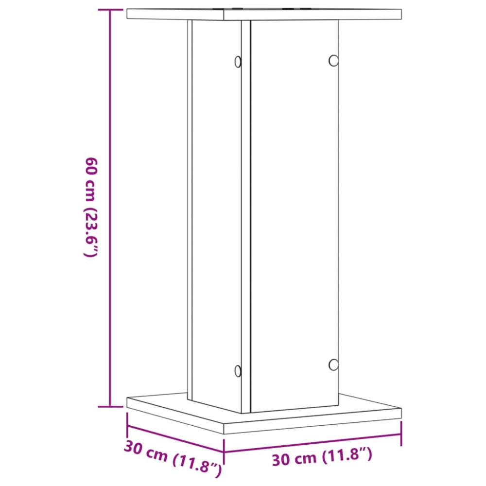 Produktbild för Högtalarställ 2 st åldrat trä 30x30x60 cm konstruerat trä