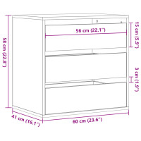 Produktbild för Byrå vit 60x41x58 cm konstruerat trä