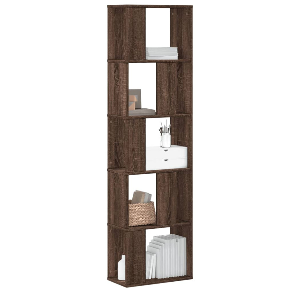 Produktbild för Bokhylla 5 hyllplan brun ek 45x23,5x162,5 cm konstruerat trä