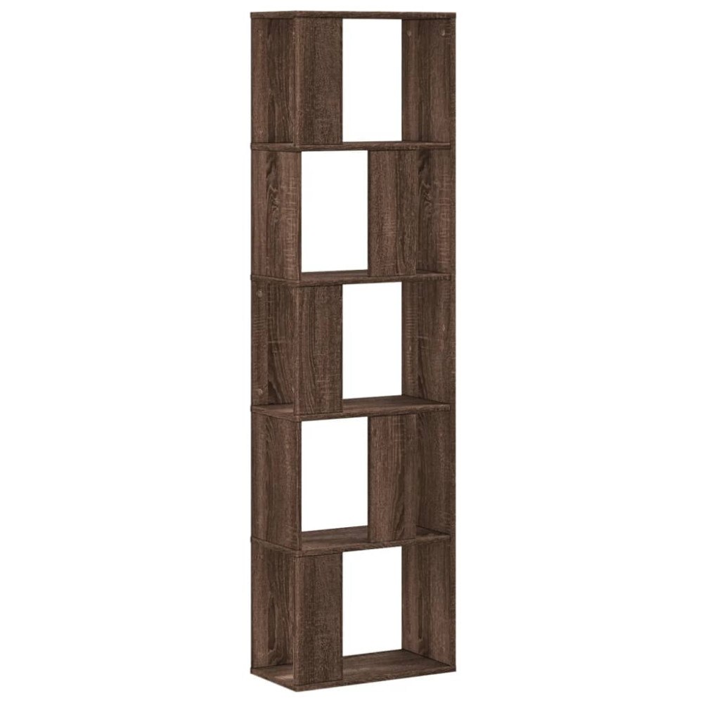 Produktbild för Bokhylla 5 hyllplan brun ek 45x23,5x162,5 cm konstruerat trä