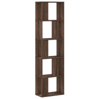 Produktbild för Bokhylla 5 hyllplan brun ek 45x23,5x162,5 cm konstruerat trä