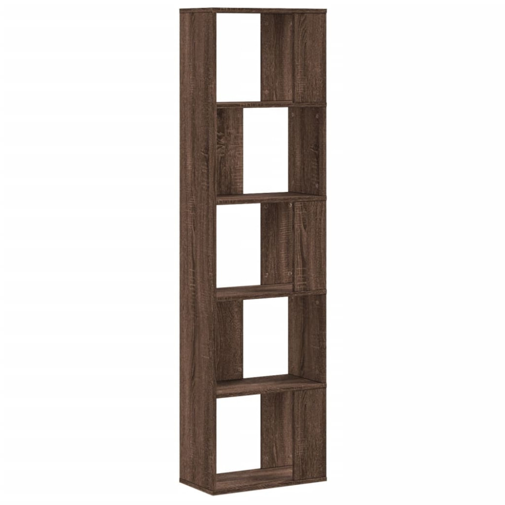 Produktbild för Bokhylla 5 hyllplan brun ek 45x23,5x162,5 cm konstruerat trä