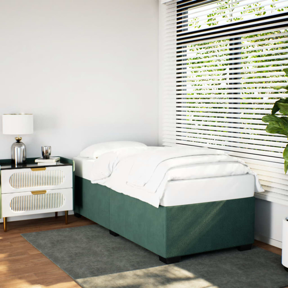 Produktbild för Sängram utan madrass mörkgrön 90x190 cm sammet