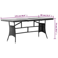 Produktbild för Trädgårdsbord svart 170x80x74 cm konstrotting