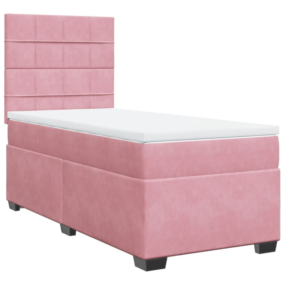 Produktbild för Ramsäng med madrass rosa 80x200 cm sammet