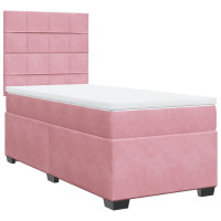Produktbild för Ramsäng med madrass rosa 80x200 cm sammet
