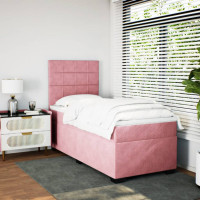 Produktbild för Ramsäng med madrass rosa 80x200 cm sammet