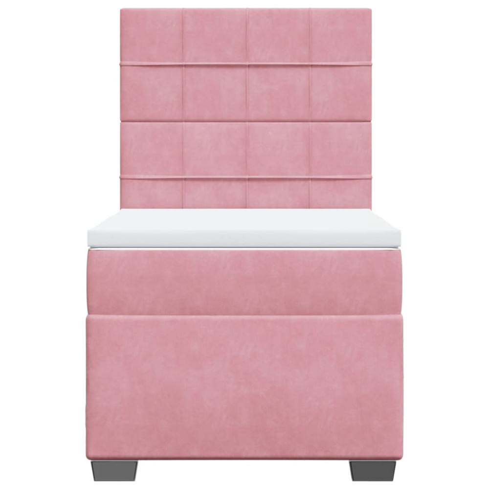 Produktbild för Ramsäng med madrass rosa 80x200 cm sammet