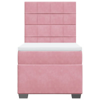 Produktbild för Ramsäng med madrass rosa 80x200 cm sammet