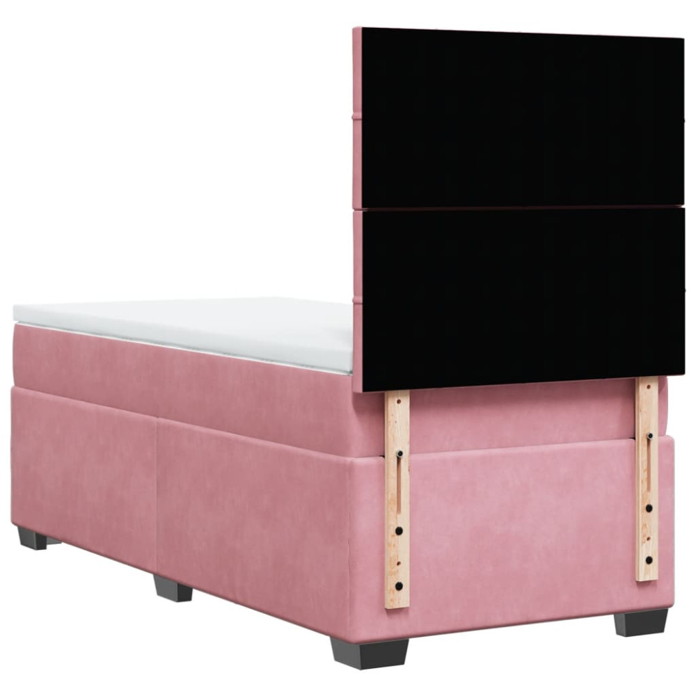 Produktbild för Ramsäng med madrass rosa 80x200 cm sammet