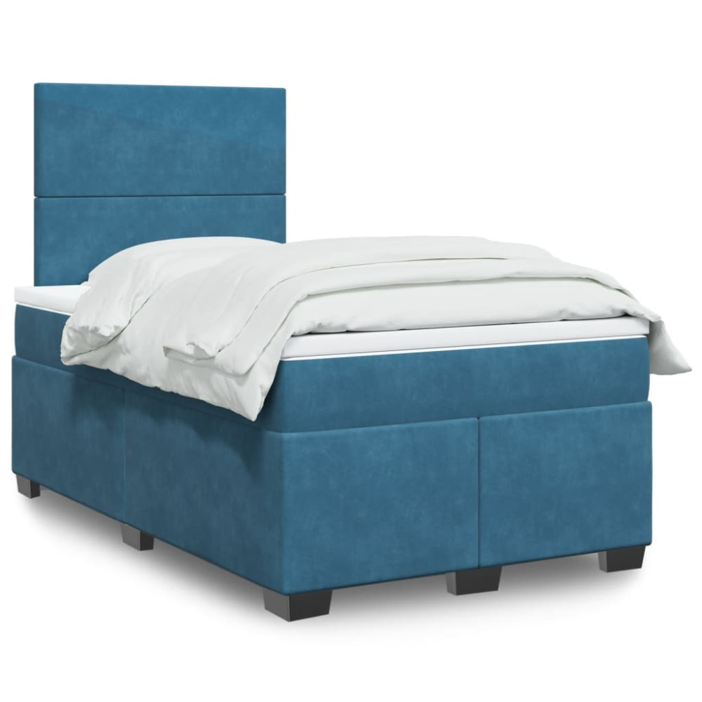 Produktbild för Ramsäng med madrass blå 120x190 cm sammet