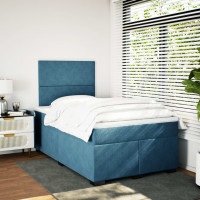 Produktbild för Ramsäng med madrass blå 120x190 cm sammet