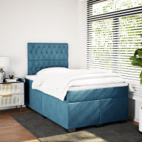 Produktbild för Ramsäng med madrass blå 120x190 cm sammet