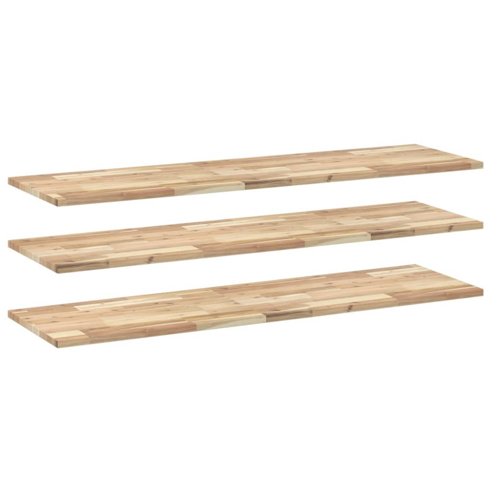Produktbild för Svävande hyllor 3 st 160x40x2 cm obehandlat massivt akaciaträ