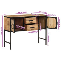 Produktbild för Högskåp 100x35x75 cm massivt grovt mangoträ