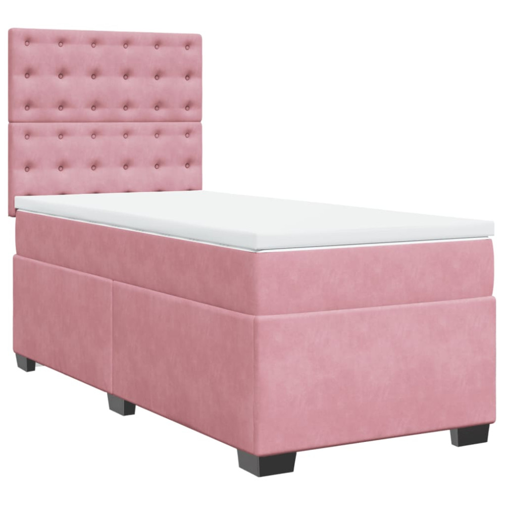 Produktbild för Ramsäng med madrass rosa 80x200 cm sammet