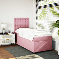 Produktbild för Ramsäng med madrass rosa 80x200 cm sammet