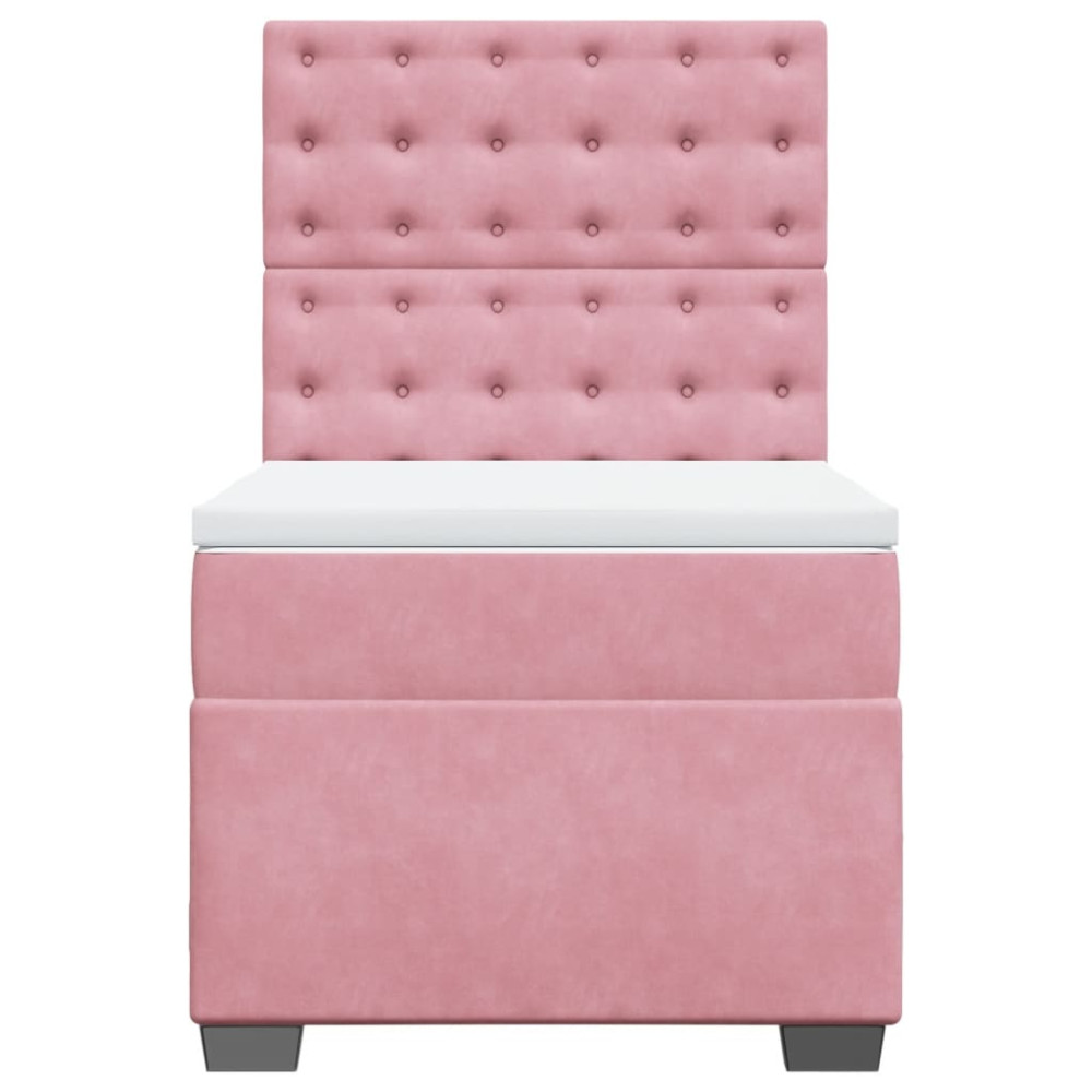Produktbild för Ramsäng med madrass rosa 80x200 cm sammet