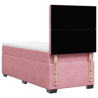Produktbild för Ramsäng med madrass rosa 80x200 cm sammet