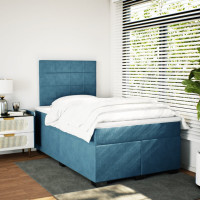 Produktbild för Ramsäng med madrass blå 120x190 cm sammet