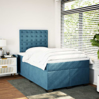 Produktbild för Ramsäng med madrass blå 120x190 cm sammet