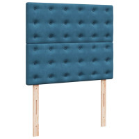 Produktbild för Ramsäng med madrass blå 120x190 cm sammet