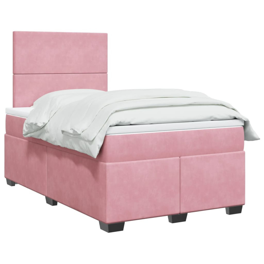 Produktbild för Ramsäng med madrass rosa 120x200 cm sammet