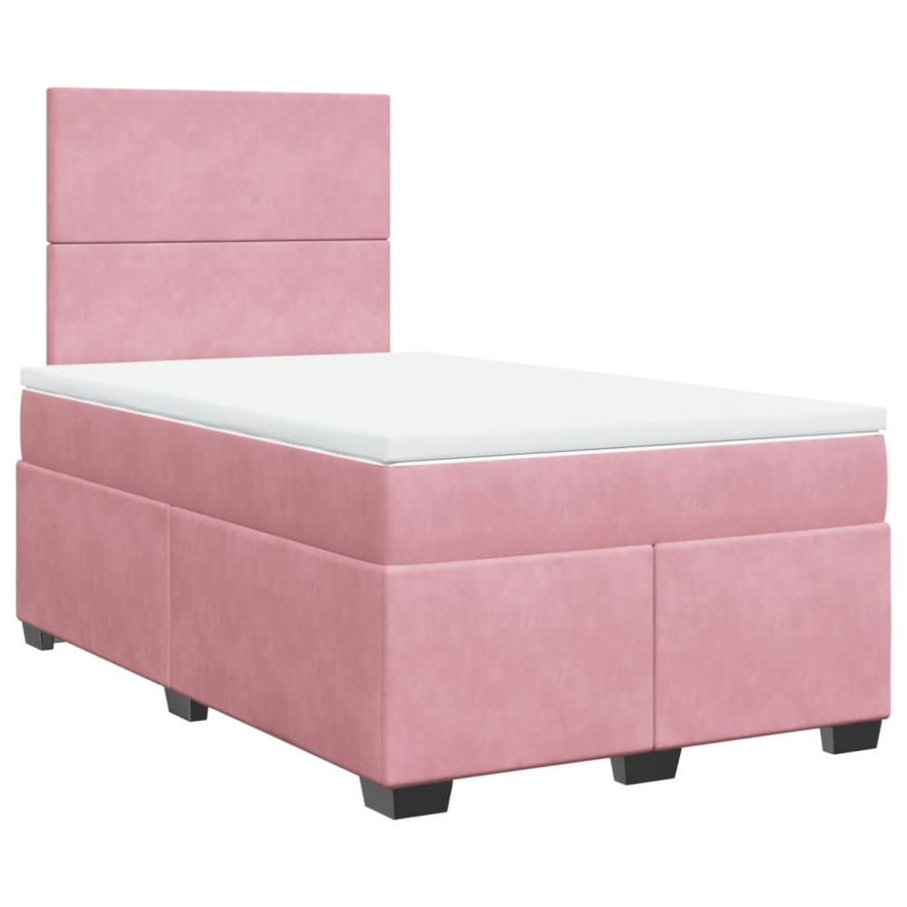 Produktbild för Ramsäng med madrass rosa 120x200 cm sammet