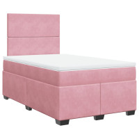 Produktbild för Ramsäng med madrass rosa 120x200 cm sammet