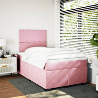 Produktbild för Ramsäng med madrass rosa 120x200 cm sammet