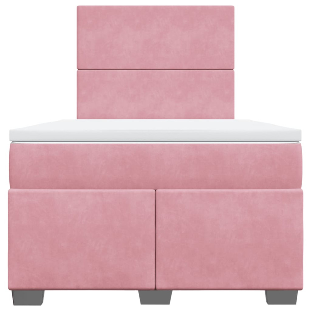 Produktbild för Ramsäng med madrass rosa 120x200 cm sammet