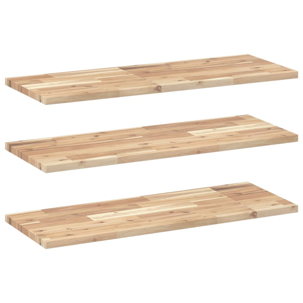 Produktbild för Svävande hyllor 3 st 100x30x2 cm obehandlat massivt akaciaträ