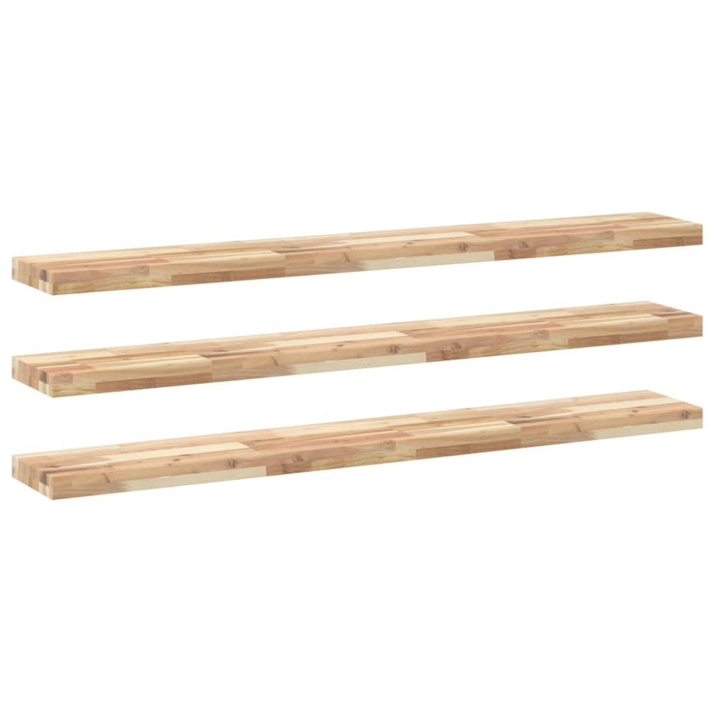 Produktbild för Svävande hyllor 3 st 120x20x4 cm obehandlat massivt akaciaträ