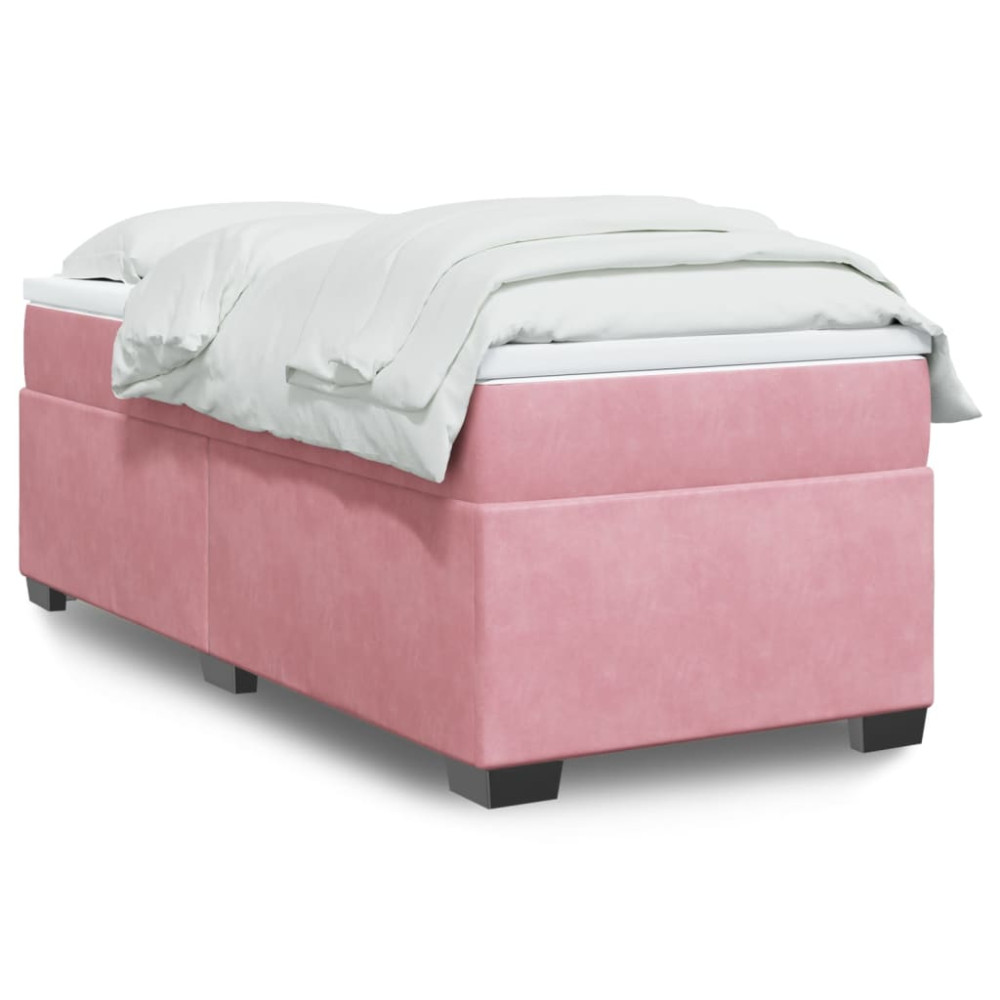 Produktbild för Ramsäng med madrass rosa 80x200 cm sammet