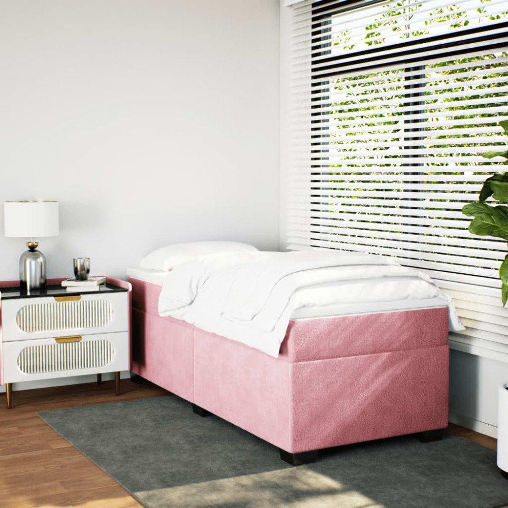 Produktbild för Ramsäng med madrass rosa 80x200 cm sammet