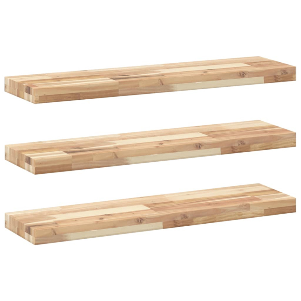 Produktbild för Svävande hyllor 3 st 100x20x4 cm obehandlat massivt akaciaträ