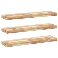Produktbild för Svävande hyllor 3 st 100x20x4 cm obehandlat massivt akaciaträ